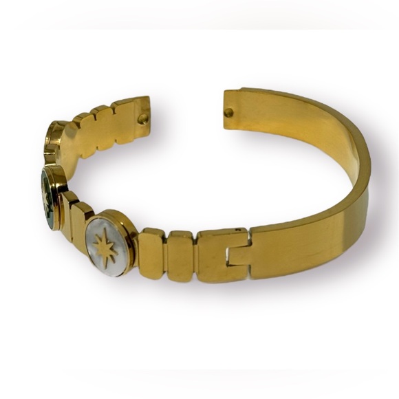 Stainless Steel Gold Color Plated Bangle / Handcuff Bracelet (NWOT) - Picture 5 of 6